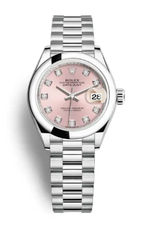 Rolex Lady-Datejust Pink Dial Automatic Platinum President Watch 279166PDP