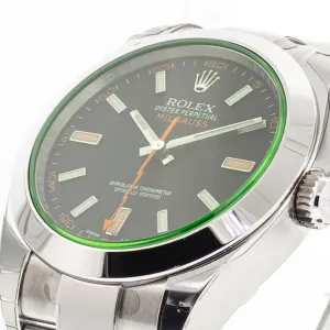 Rolex Milgauss 40mm Stainless Steel Green Crystal Black Dial 116400