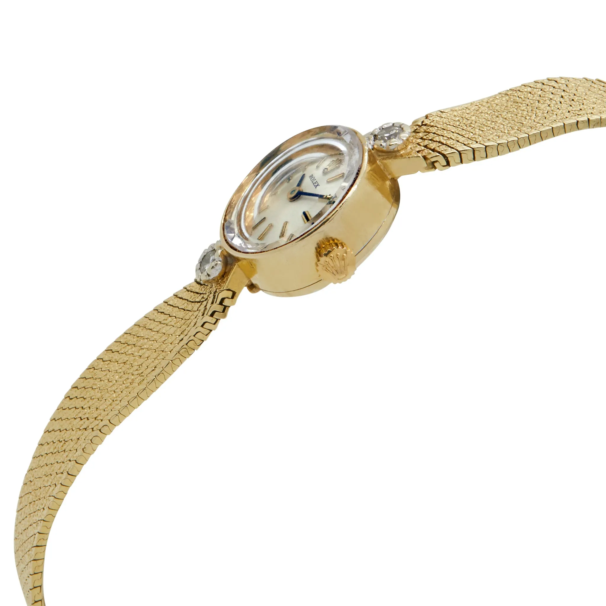 Rolex Orchid Ladies 14K Gold Silver Dial Hand Wind Women's Watch