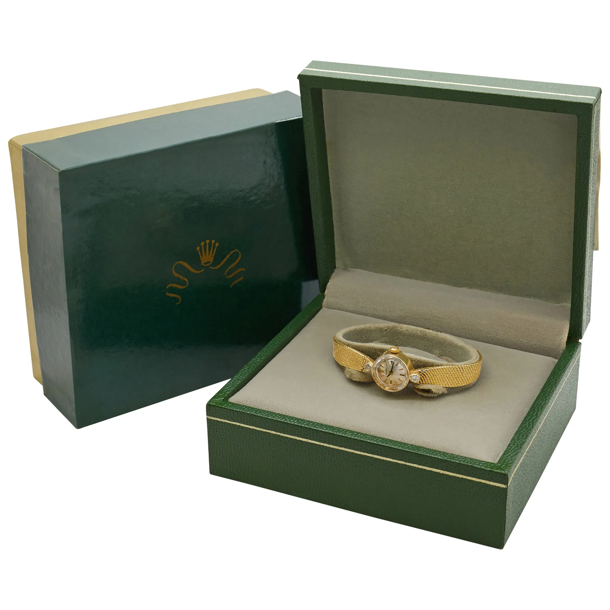 Rolex Orchid Ladies 14K Gold Silver Dial Hand Wind Women's Watch
