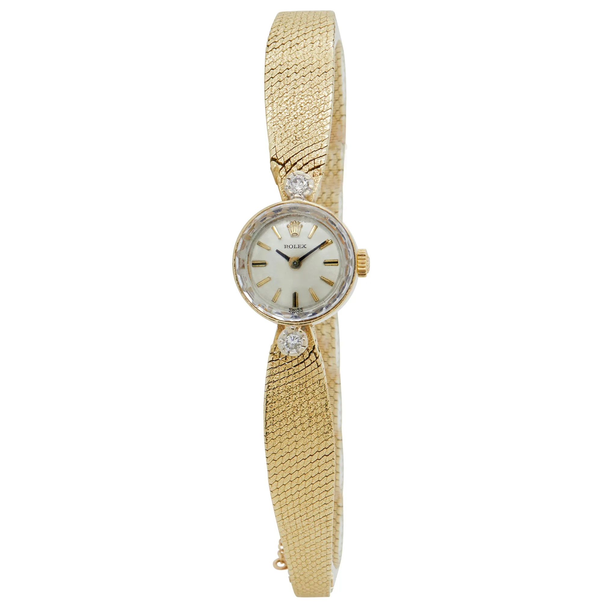 Rolex Orchid Ladies 14K Gold Silver Dial Hand Wind Women's Watch