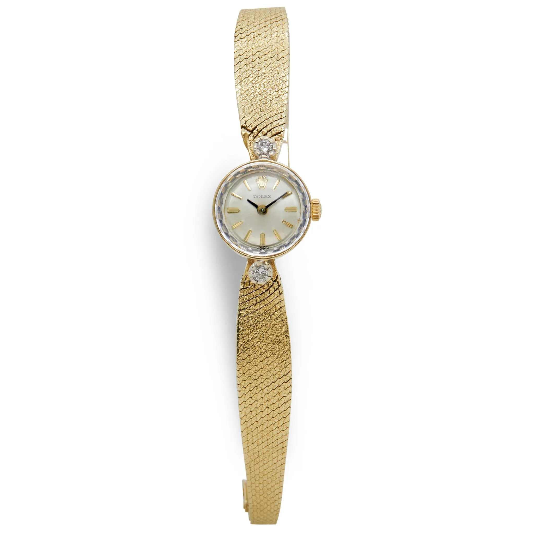 Rolex Orchid Ladies 14K Gold Silver Dial Hand Wind Women's Watch