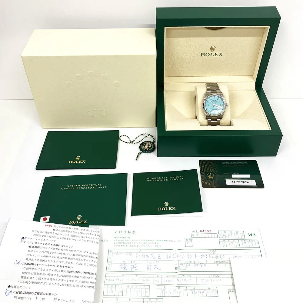 Rolex Oyster Perpetual 126000 Turquoise Dial Mar 2024