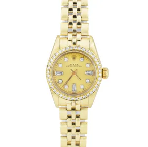 Rolex Oyster Perpetual 14K Yellow Gold DIAMOND BEZEL 24mm Watch 67197 President