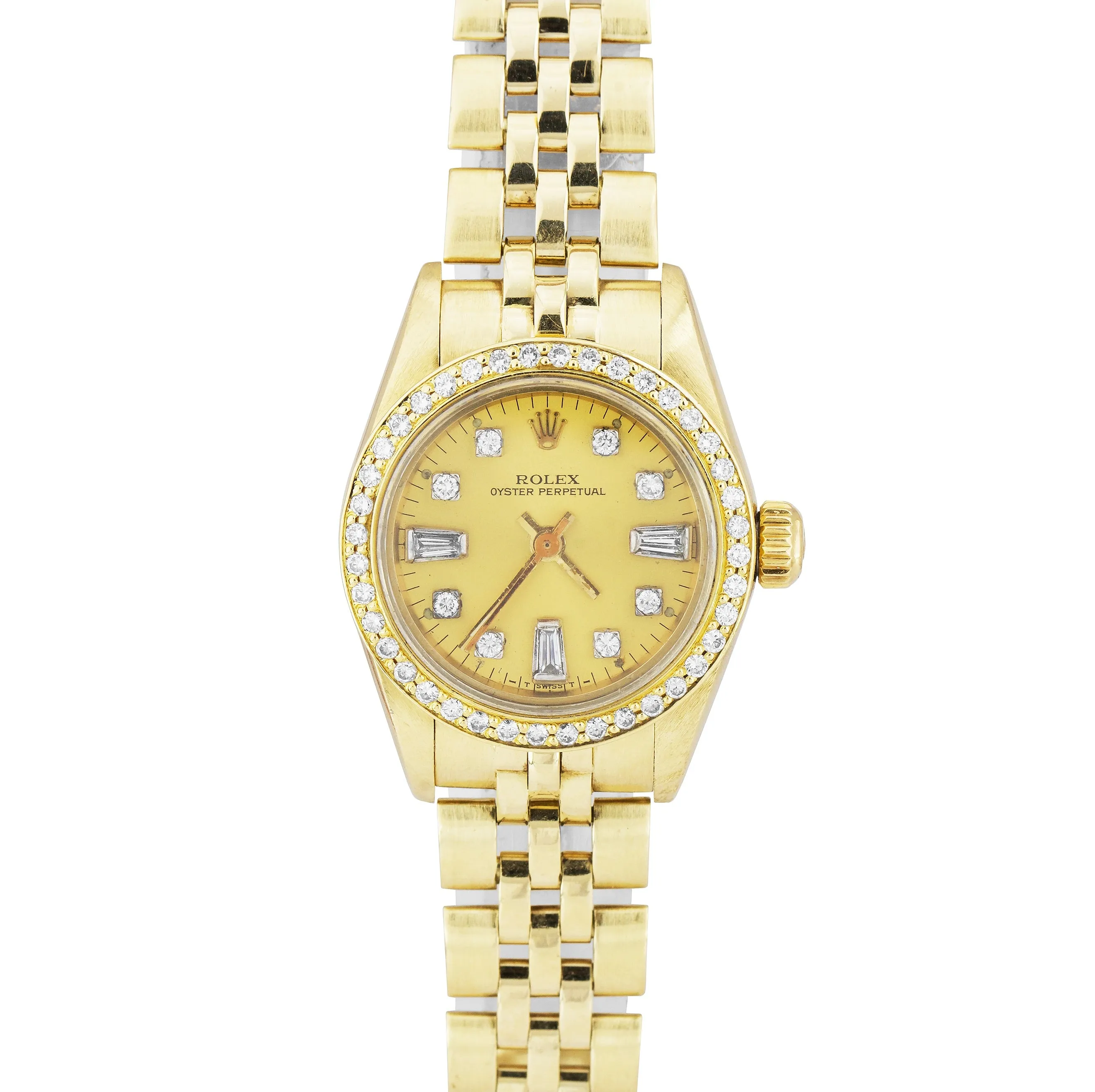 Rolex Oyster Perpetual 14K Yellow Gold DIAMOND BEZEL 24mm Watch 67197 President