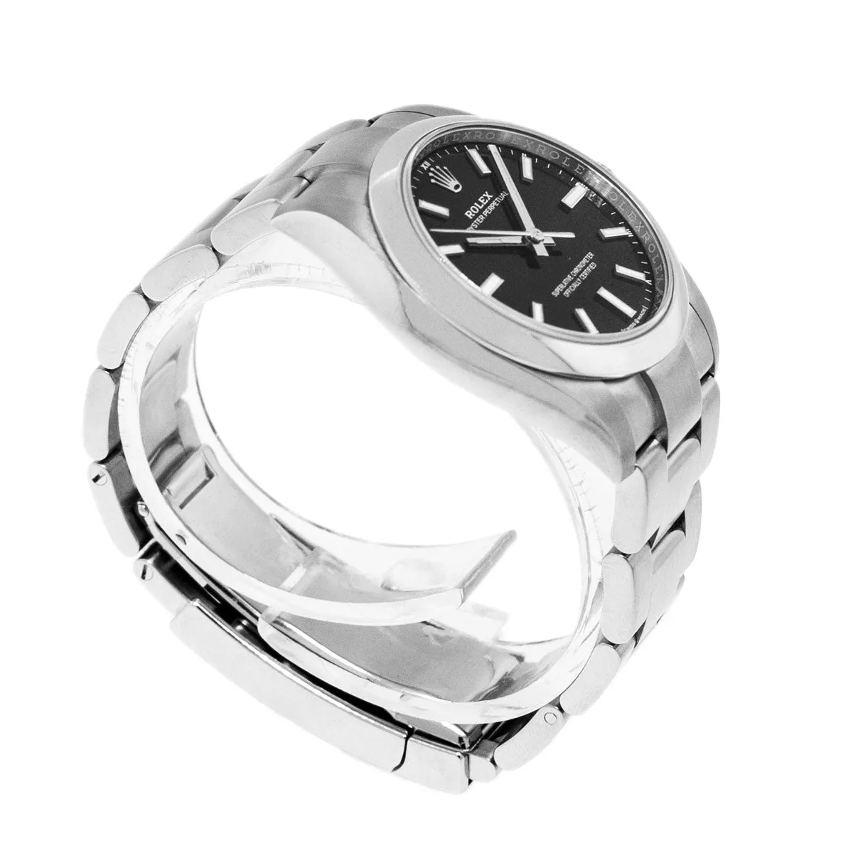 Rolex Oyster Perpetual 34mm Stainless Steel Black Index Dial Smooth Bezel 124200