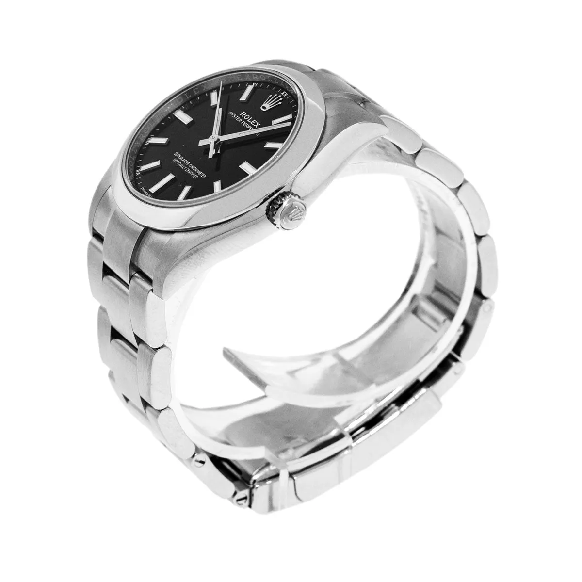 Rolex Oyster Perpetual 34mm Stainless Steel Black Index Dial Smooth Bezel 124200