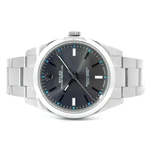 Rolex Oyster Perpetual 39, Stainless Steel, Dark Rhodium Dial