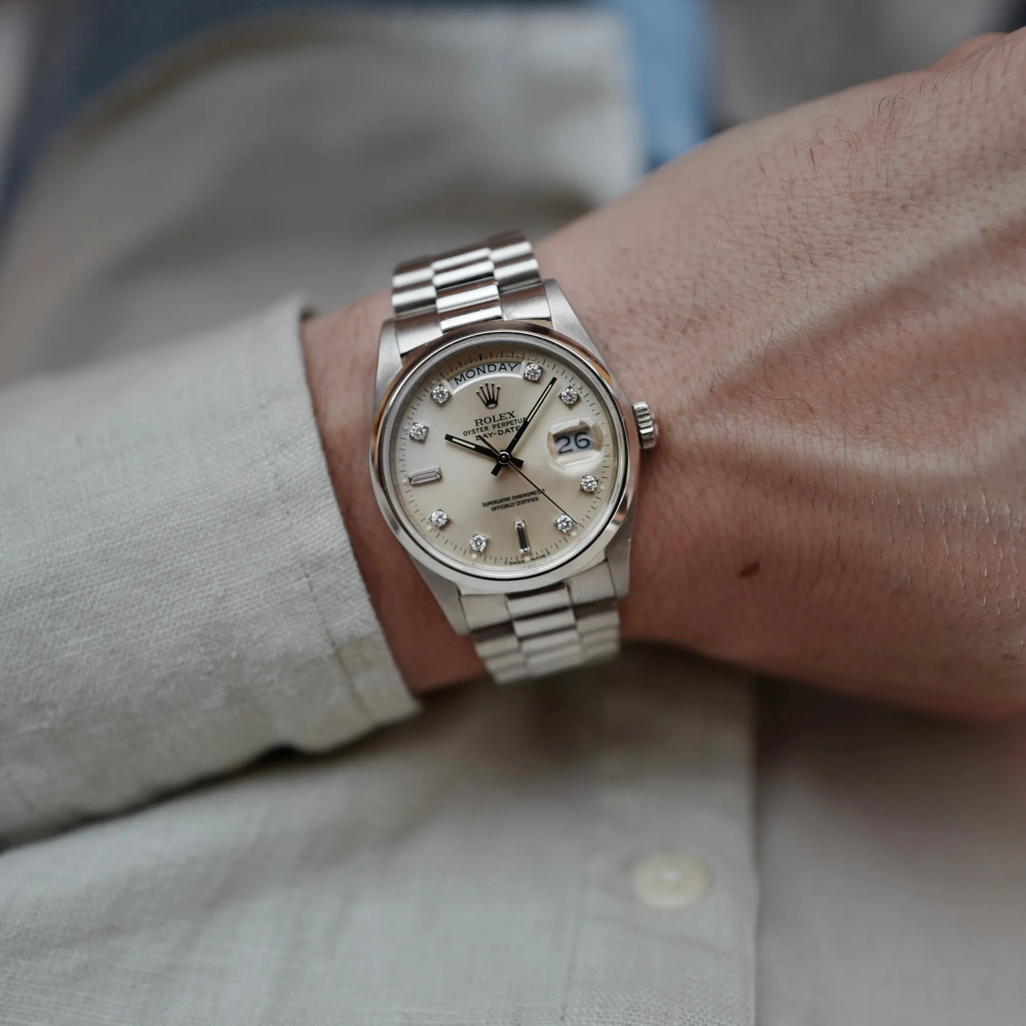 Rolex Platinum Day Date Smooth Bezel Ref. 18206