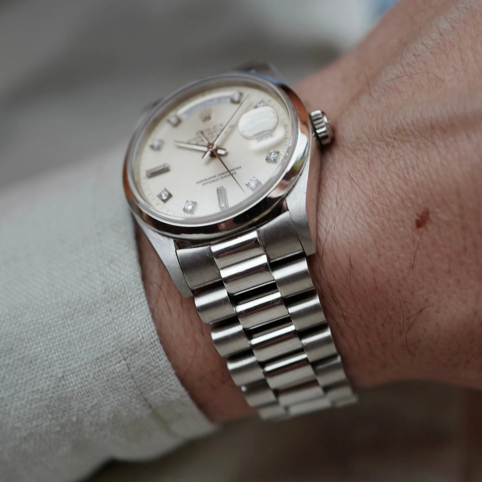 Rolex Platinum Day Date Smooth Bezel Ref. 18206