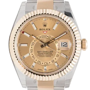 Rolex Sky-Dweller Steel & Yellow Gold Champagne/Index Markers Dial 326933