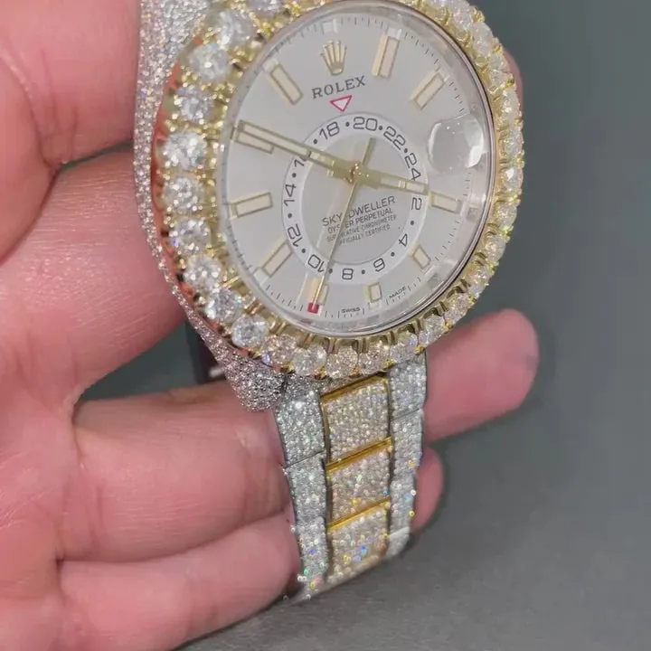 Rolex SkyDweller Moissanite Diamond Watch  W 146