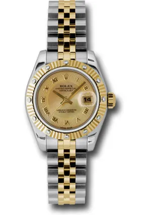 Rolex steel and gold datejust, mother of pearl honeycomb roman dial, fluted diamond bezel, jubilee braclet, model # 179313 chmdrj