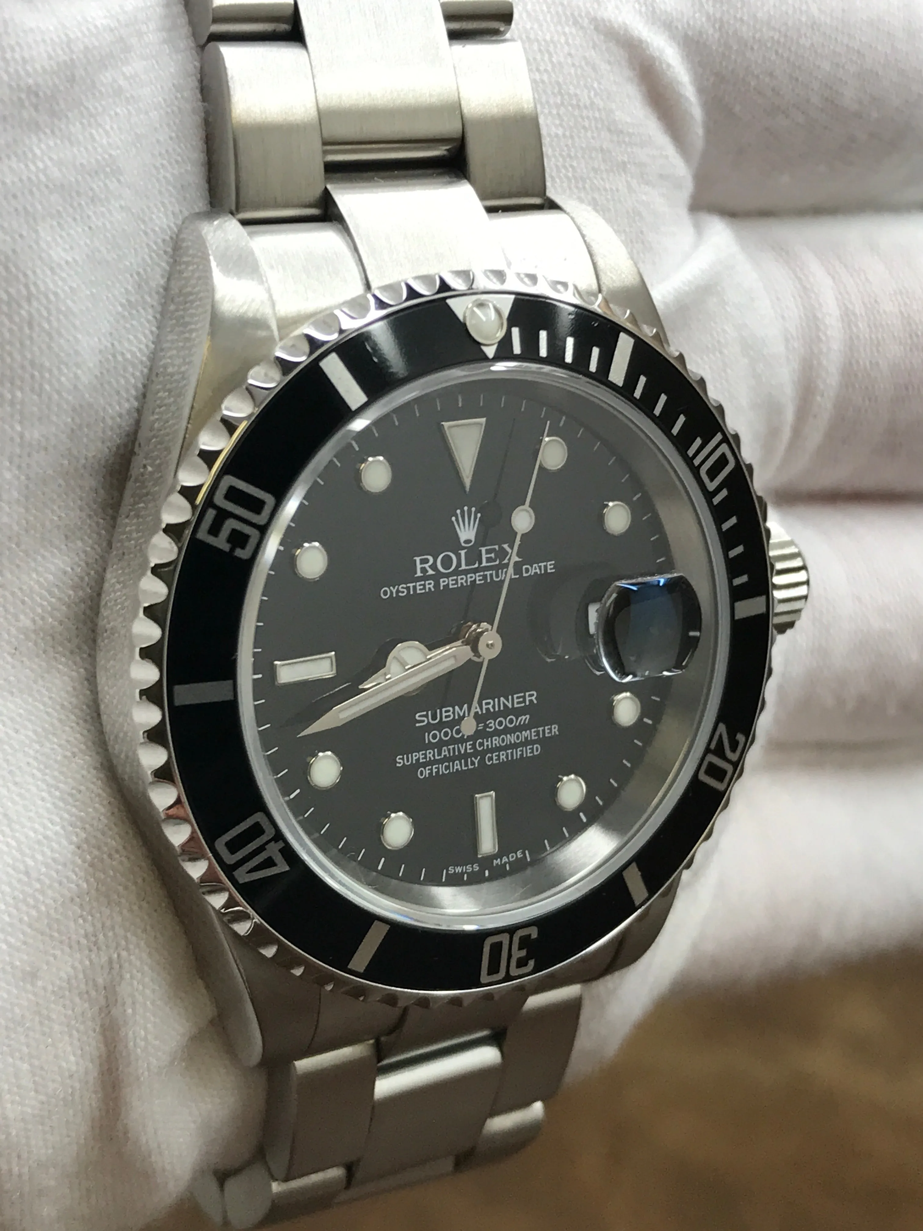 Rolex Submariner Date SEL NO Holes 16610 Black Dial Automatic Men's Watch