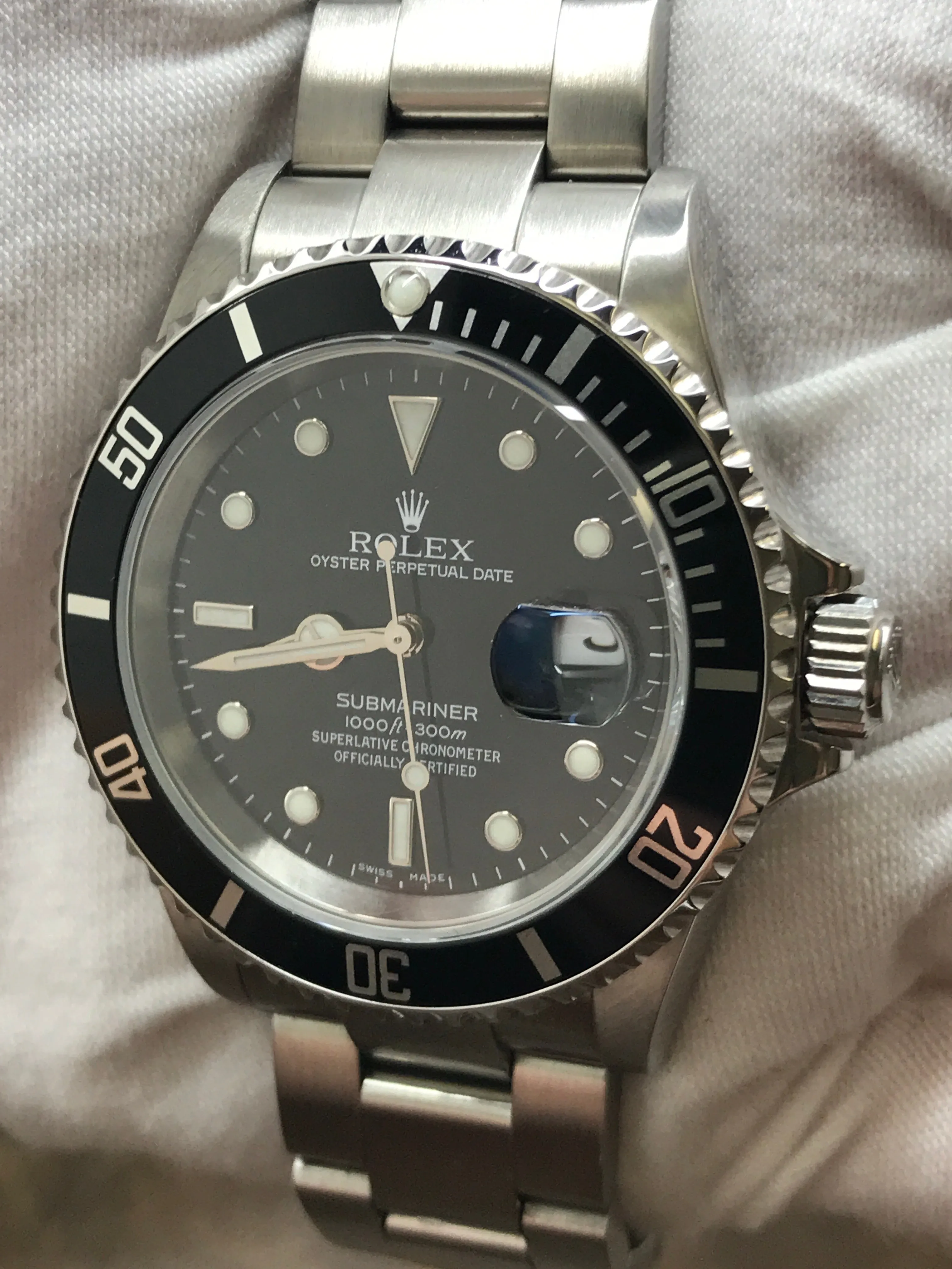 Rolex Submariner Date SEL NO Holes 16610 Black Dial Automatic Men's Watch