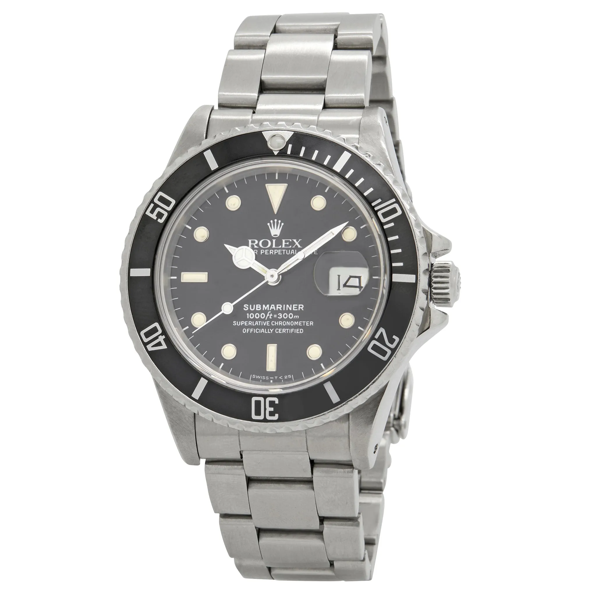 Rolex Submariner Date Transitional Triple Zero 168000 Black - some darker spots are visible Dial Automatic Men's Watch