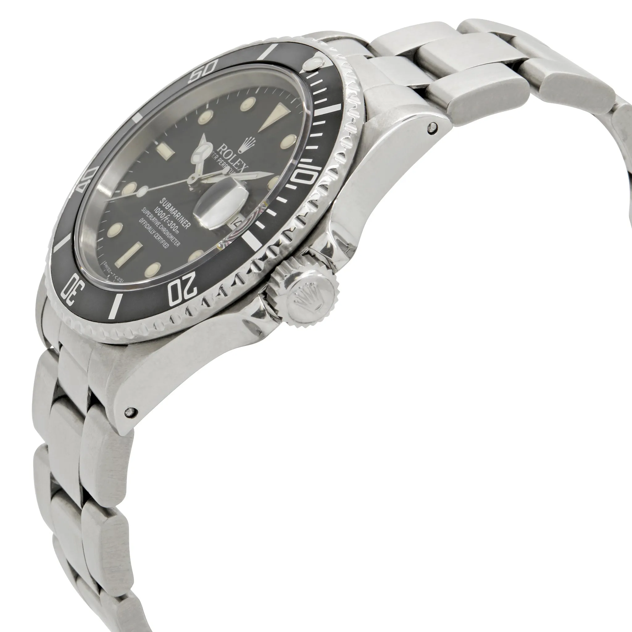 Rolex Submariner Date Transitional Triple Zero 168000 Black - some darker spots are visible Dial Automatic Men's Watch
