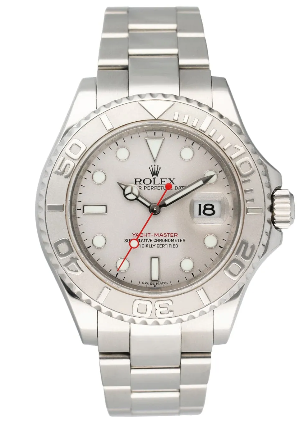 Rolex Yacht Master 16622 Platinum Bezel Engraved Rehaut Men's Watch