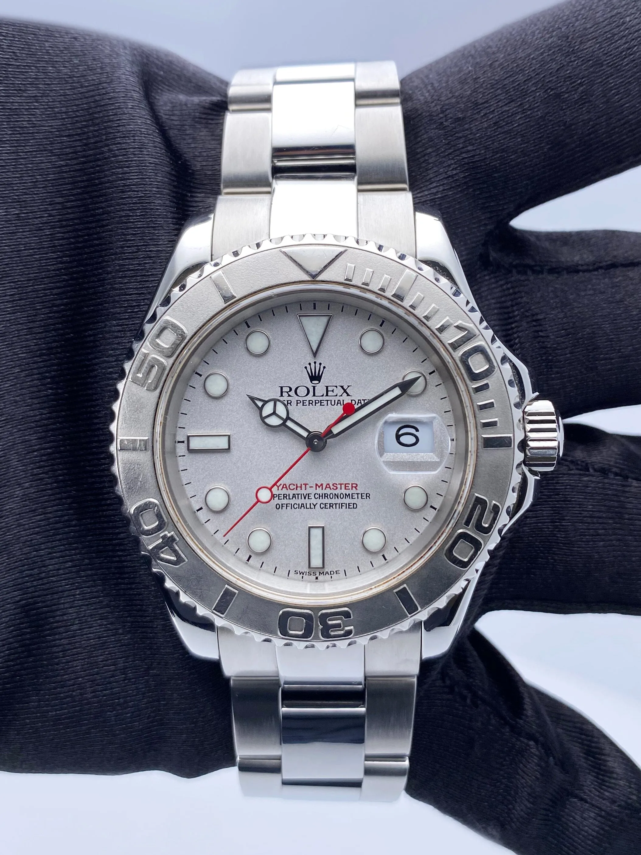 Rolex Yacht Master 16622 Platinum Bezel Mens Watch Box Papers