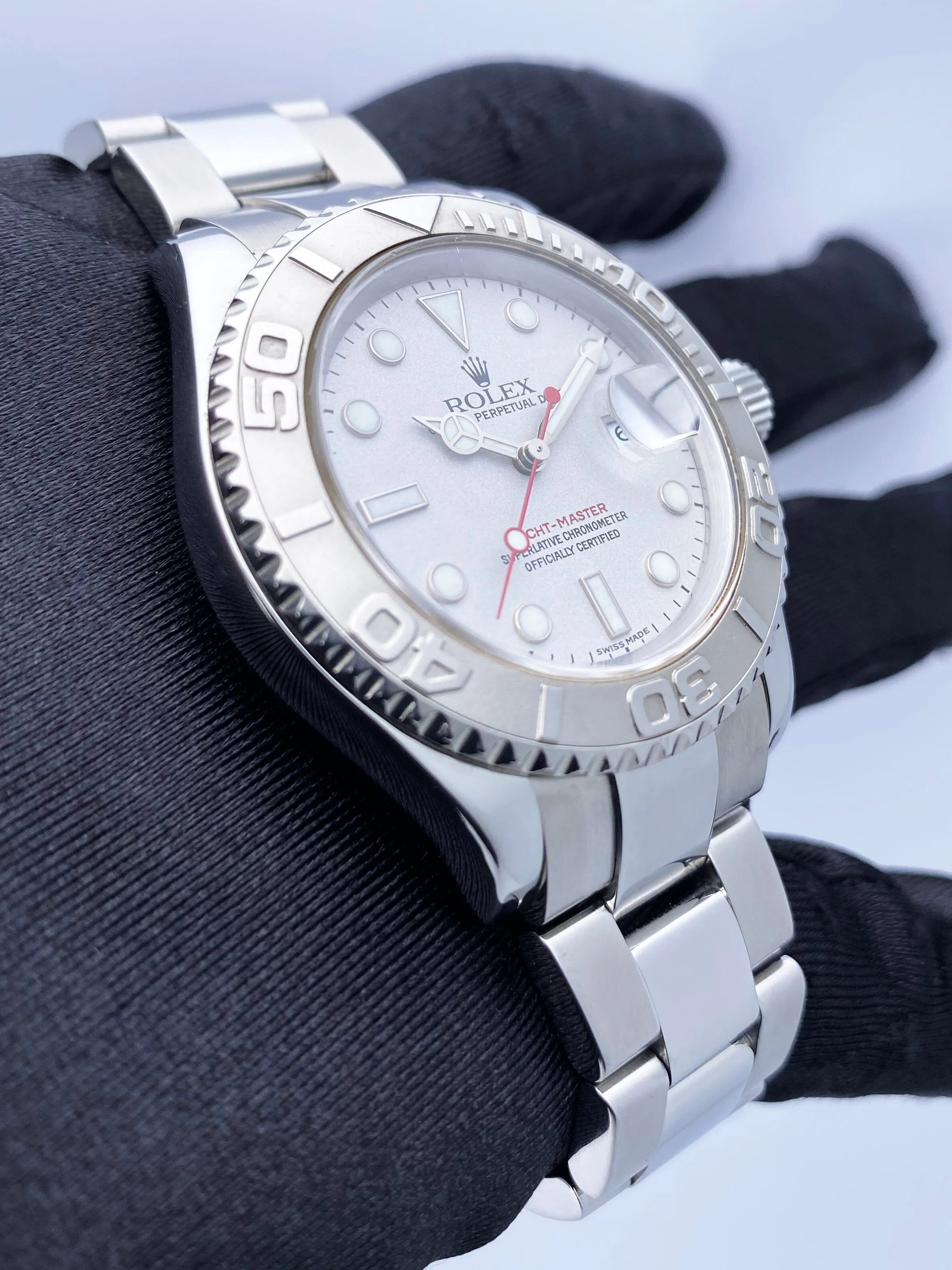 Rolex Yacht Master 16622 Platinum Bezel Mens Watch Box Papers