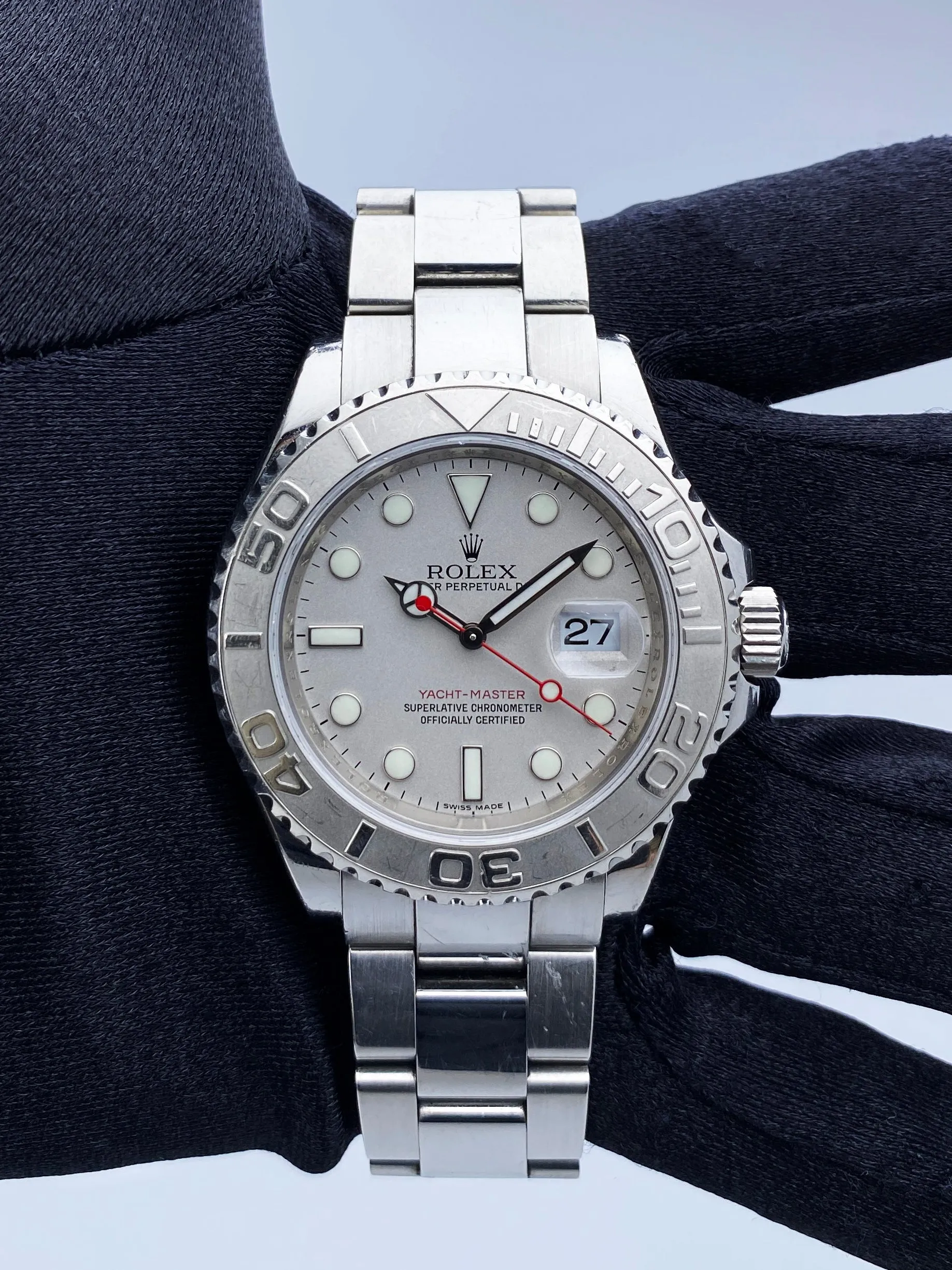 Rolex Yacht Master 16622 Platinum Bezel Mens Watch Box Papers