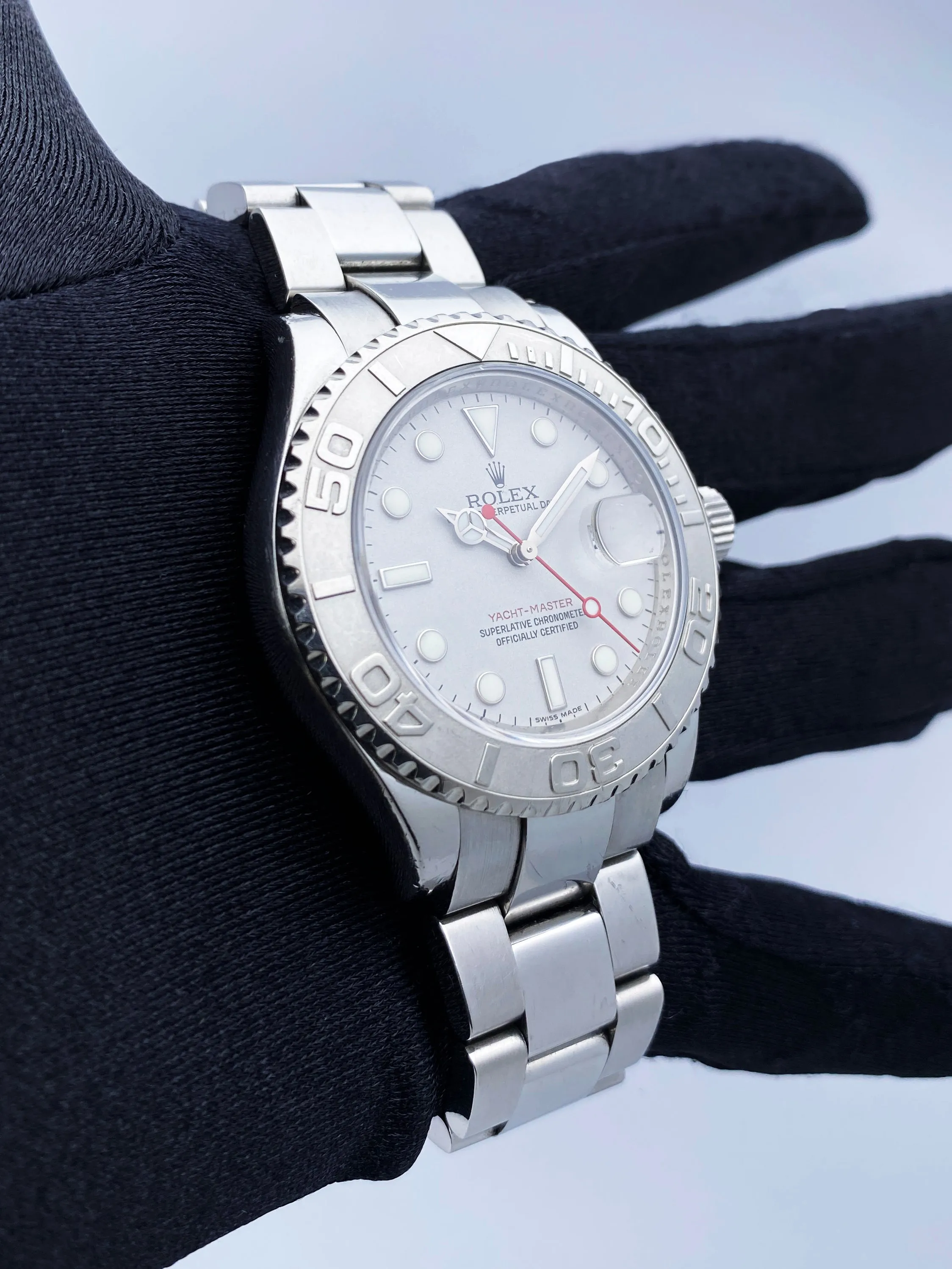 Rolex Yacht Master 16622 Platinum Bezel Mens Watch Box Papers