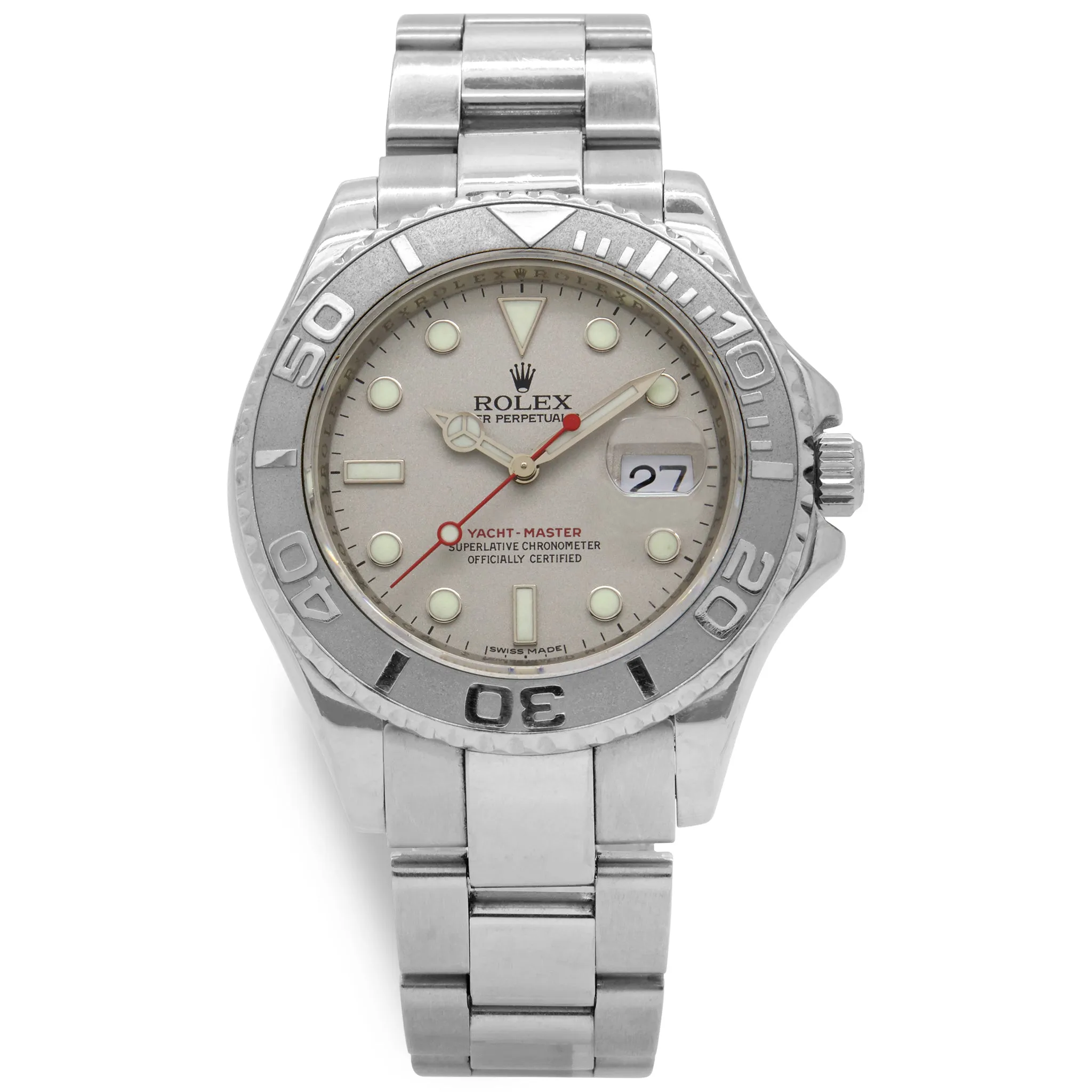 Rolex Yacht-Master 40mm Platinum Bezel 16622 Grey Dial Automatic Men's Watch