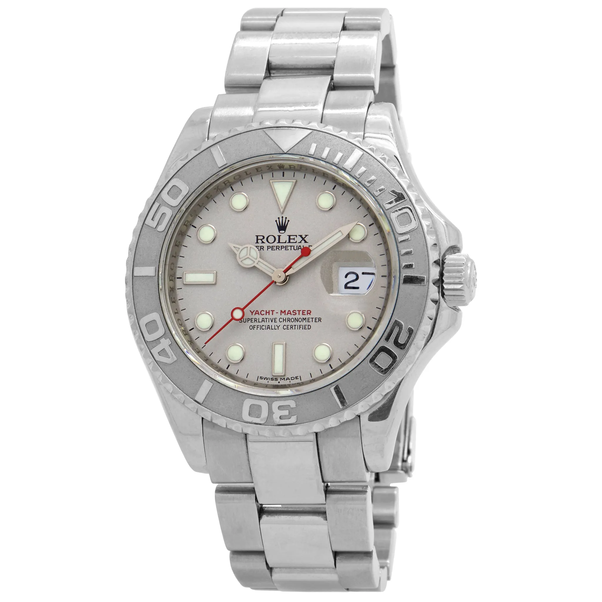 Rolex Yacht-Master 40mm Platinum Bezel 16622 Grey Dial Automatic Men's Watch