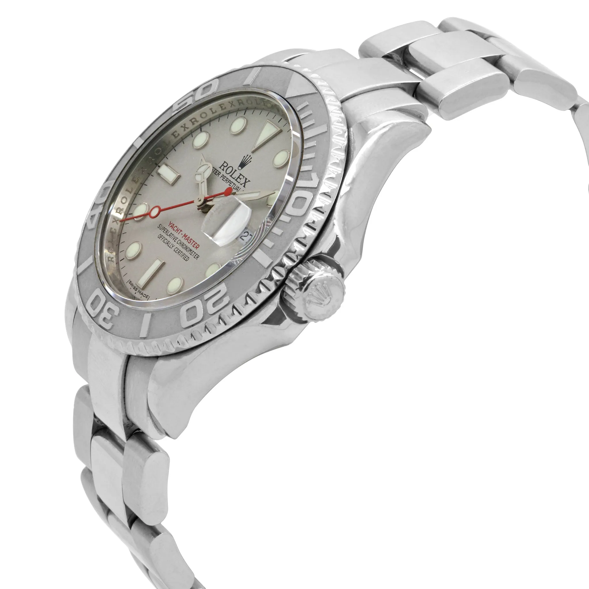 Rolex Yacht-Master 40mm Platinum Bezel 16622 Grey Dial Automatic Men's Watch