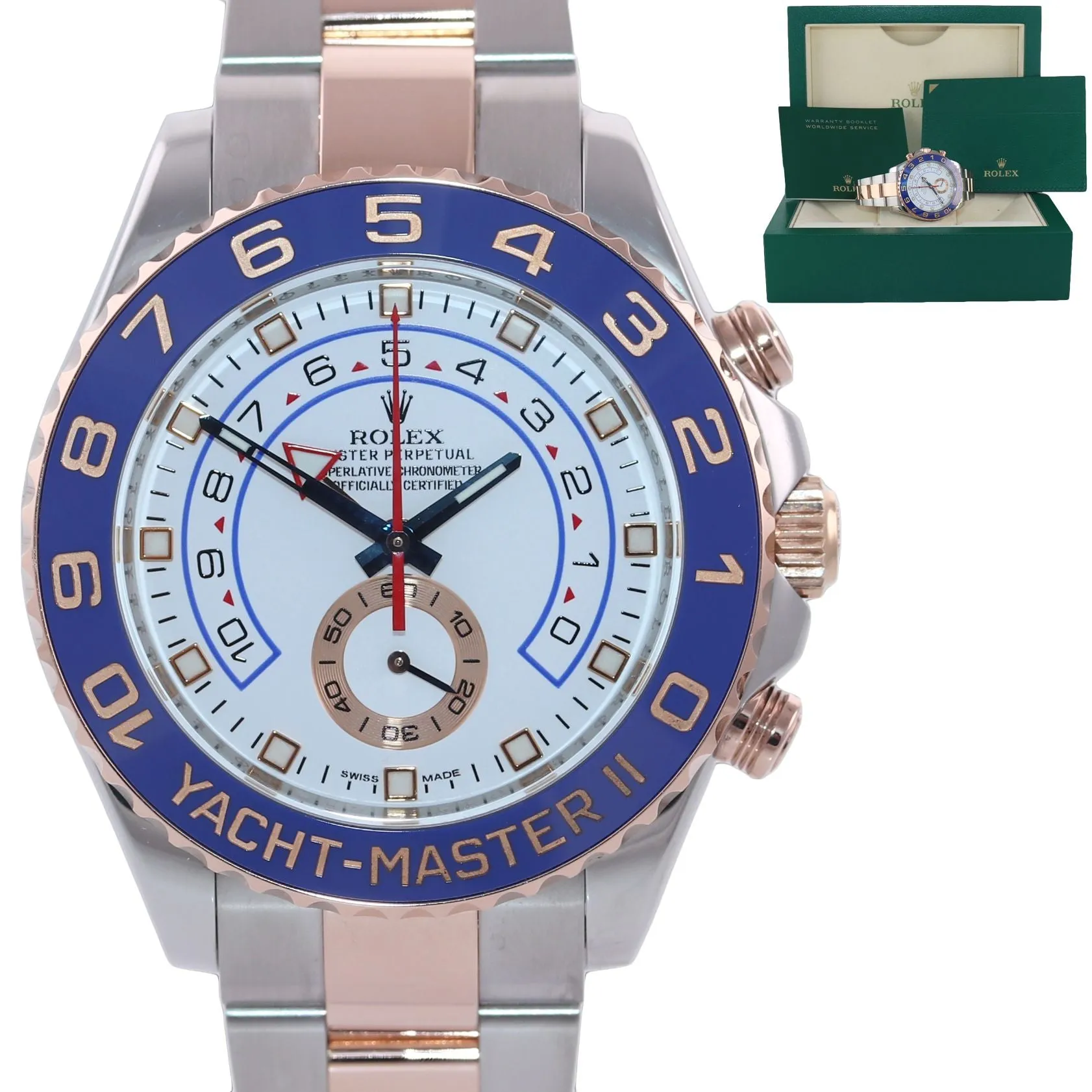 Rolex Yacht-Master II 116681 Steel 18K Everose Gold Blue hands 44mm Watch