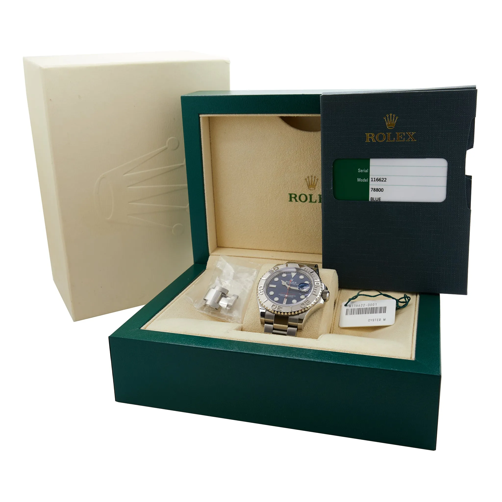 Rolex Yacht-Master Platinum Bezel 116622 Blue Dial Automatic Men's Watch