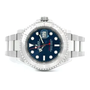 Rolex Yacht-Master, Stainless Steel, Blue Dial, Platinum Bezel, 40mm