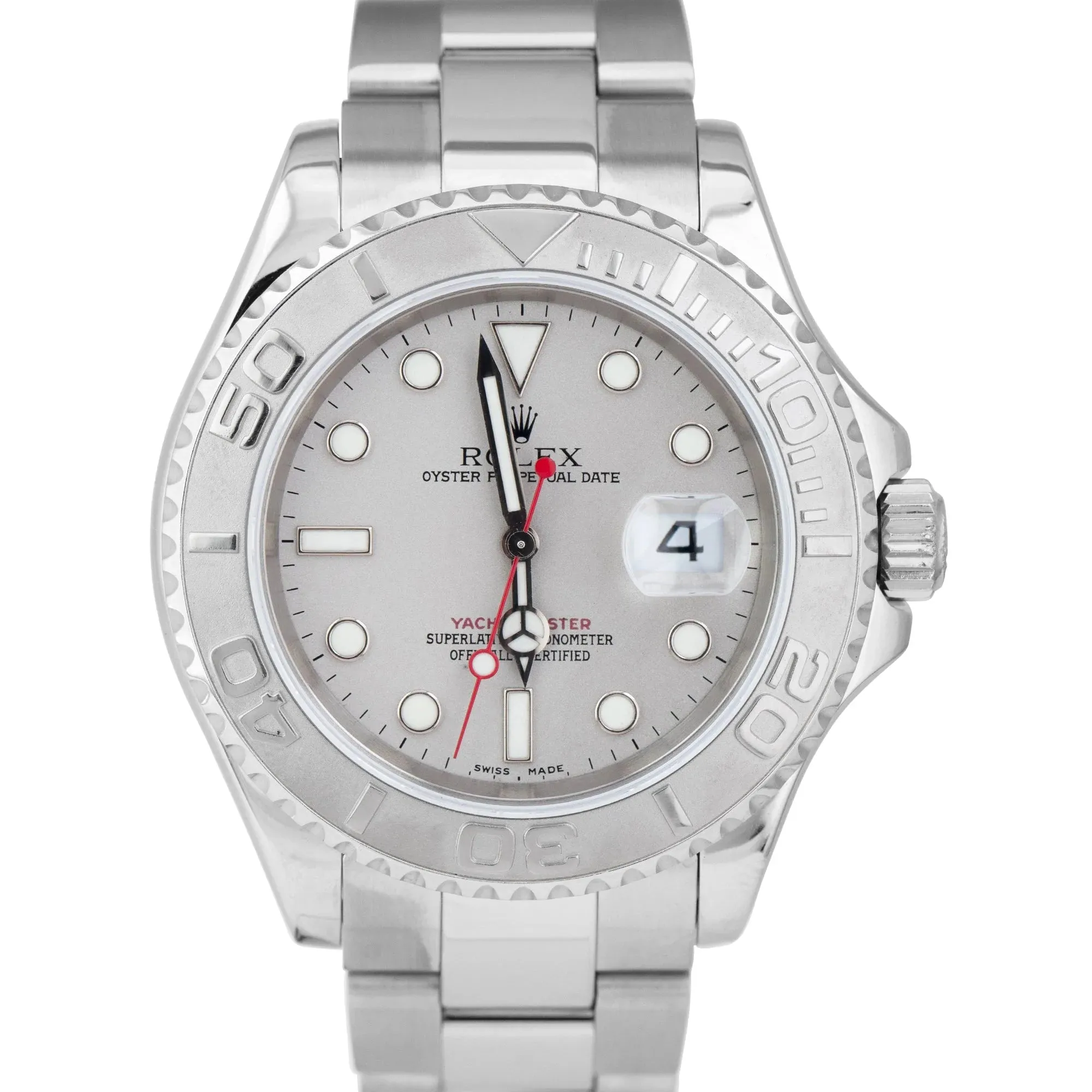 Rolex Yacht-Master Stainless Steel Platinum 40mm Oyster Automatic Watch 16622
