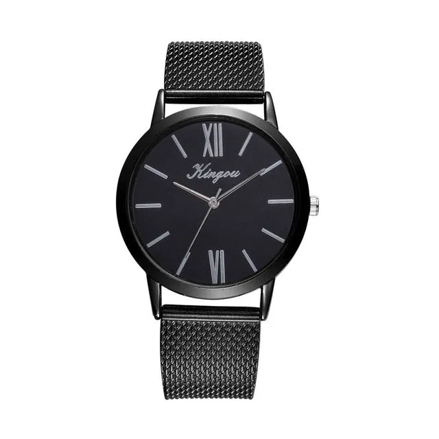 Rose Gold Sliver Mesh Stainless Steel Dail Women Watches
