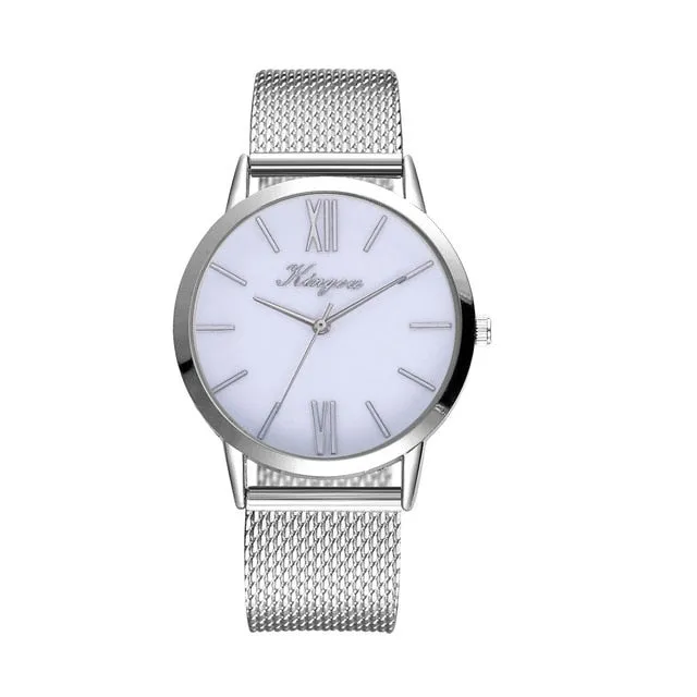 Rose Gold Sliver Mesh Stainless Steel Dail Women Watches