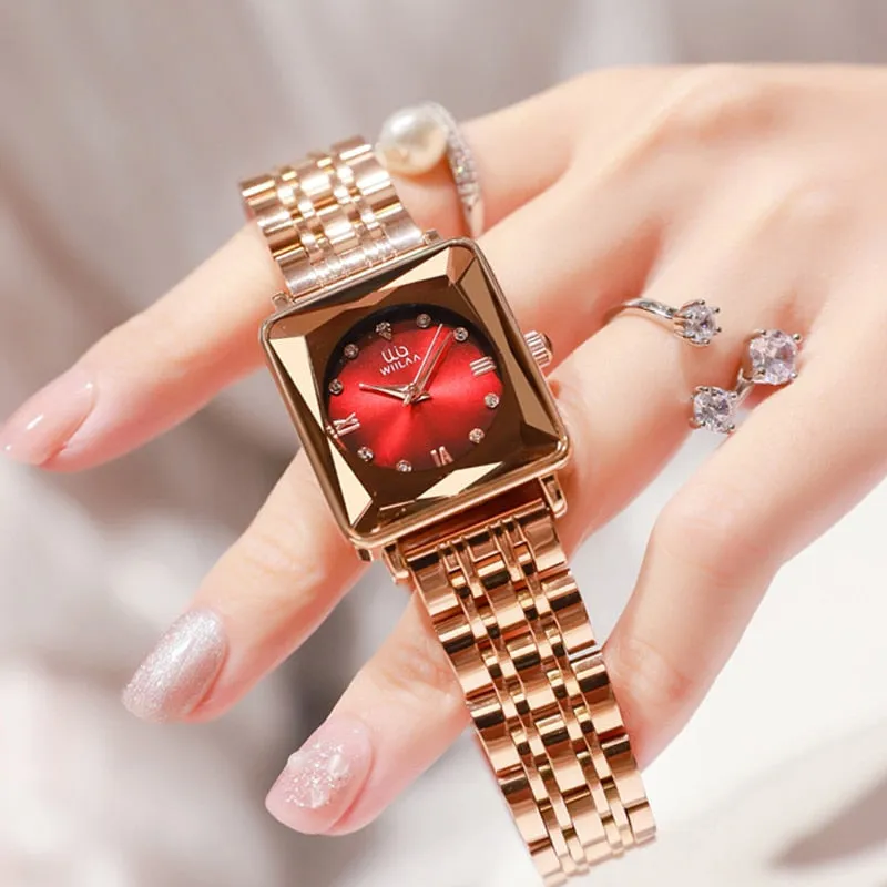 Rose Gold Womens Luxury Leather Watch