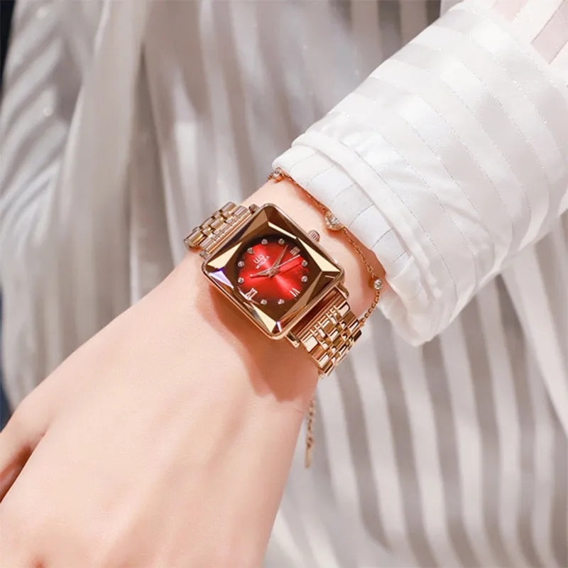 Rose Gold Womens Luxury Leather Watch