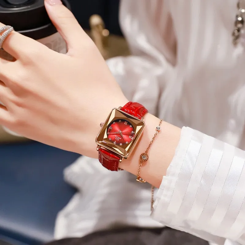 Rose Gold Womens Luxury Leather Watch