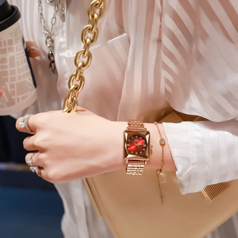 Rose Gold Womens Luxury Leather Watch