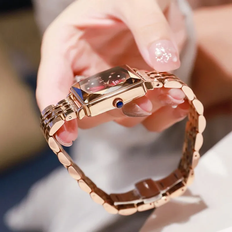 Rose Gold Womens Luxury Leather Watch