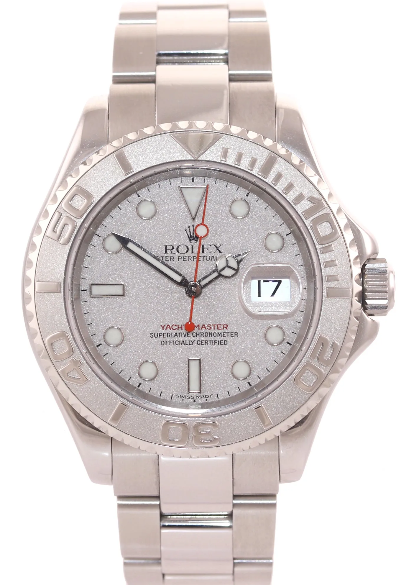 RSC SERVICE 2020 Rolex Yacht-Master 16622 Steel Platinum Bezel Oyster 40mm Watch