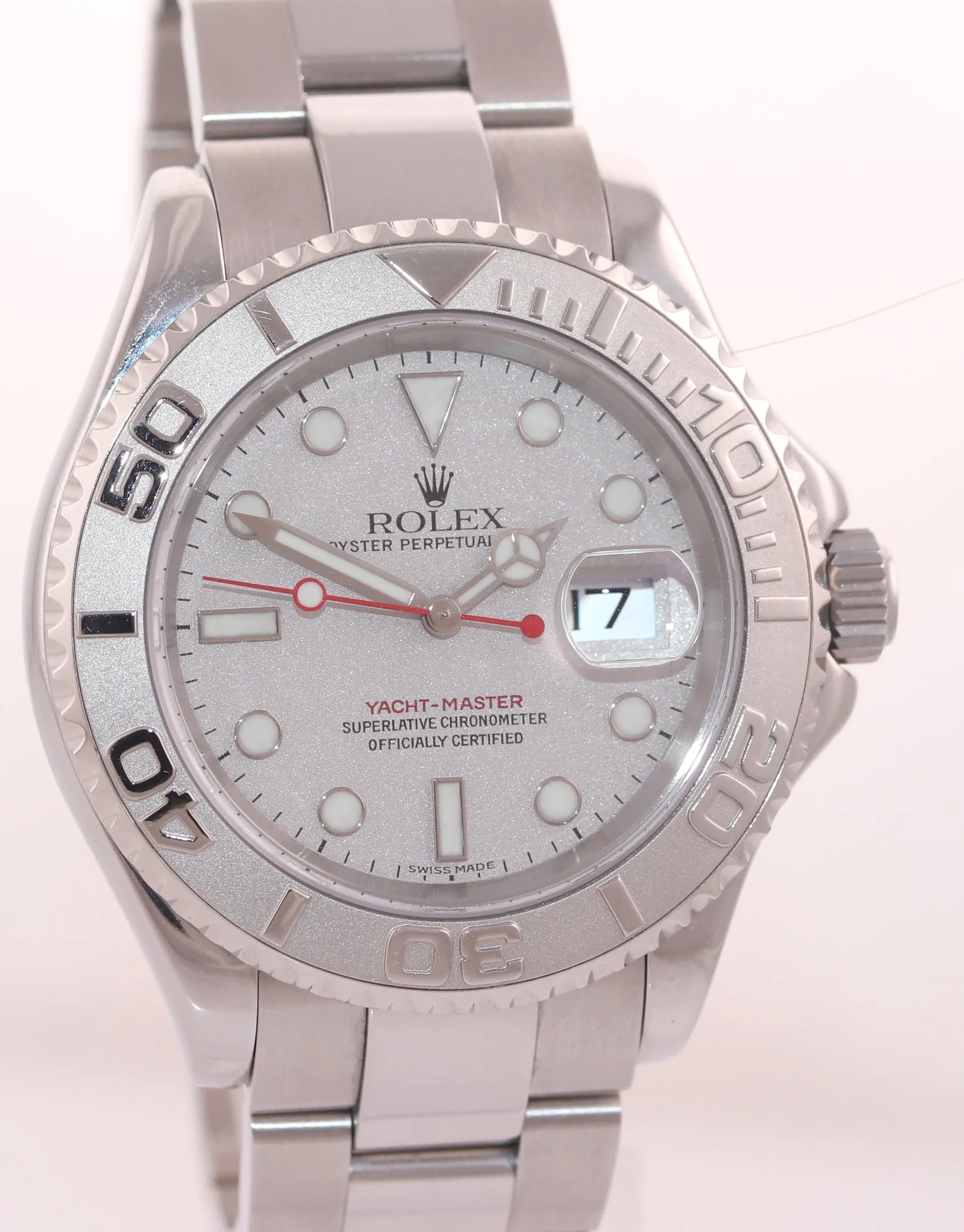 RSC SERVICE 2020 Rolex Yacht-Master 16622 Steel Platinum Bezel Oyster 40mm Watch