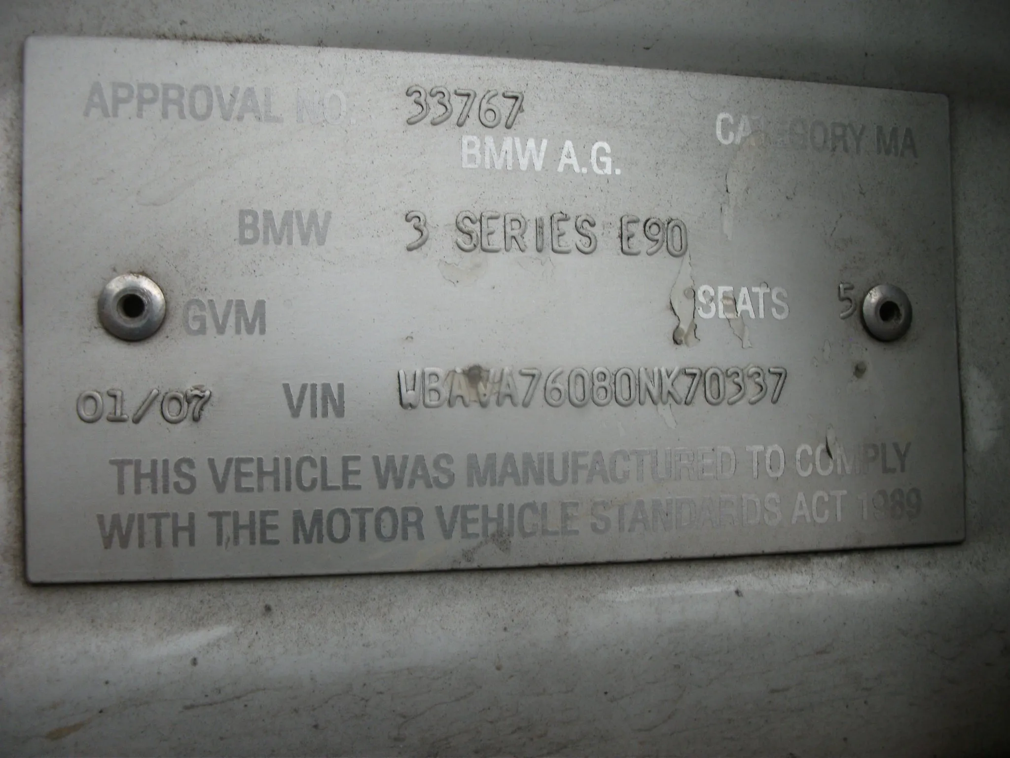 S2702 3' E90 Sedan 320i N46 AUTO 2006/10