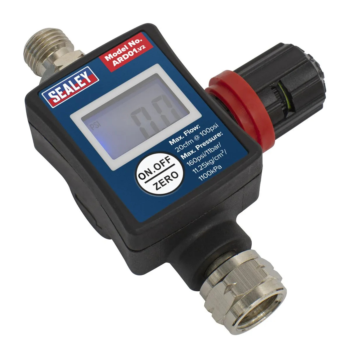 Sealey On Gun Digital Air Pressure Regulator Gauge Spray Tool LED Display