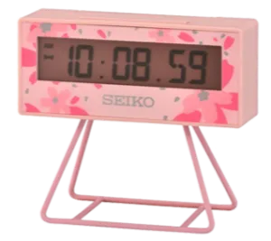 Seiko Marathon Sports Digital LCD Display Alarm Clock Small Pink Sakura QHL082P