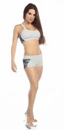 Sexy Seaman Criss Cross Athletic Navy Blue Sports Bra Top - Grey/Blue