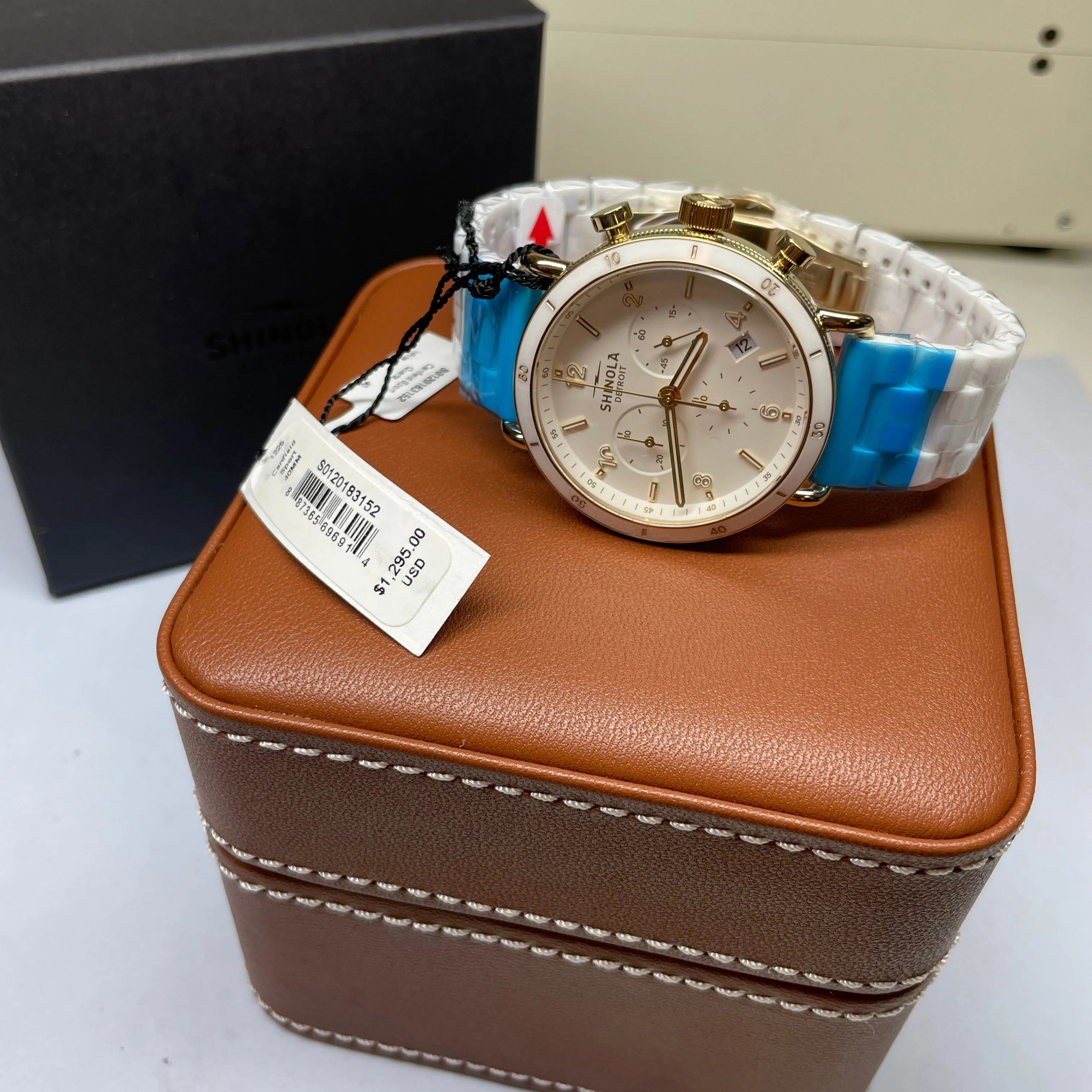 Shinola 40MM Canfield Sports Chronograph White Gold Ceramic Watch 20183152