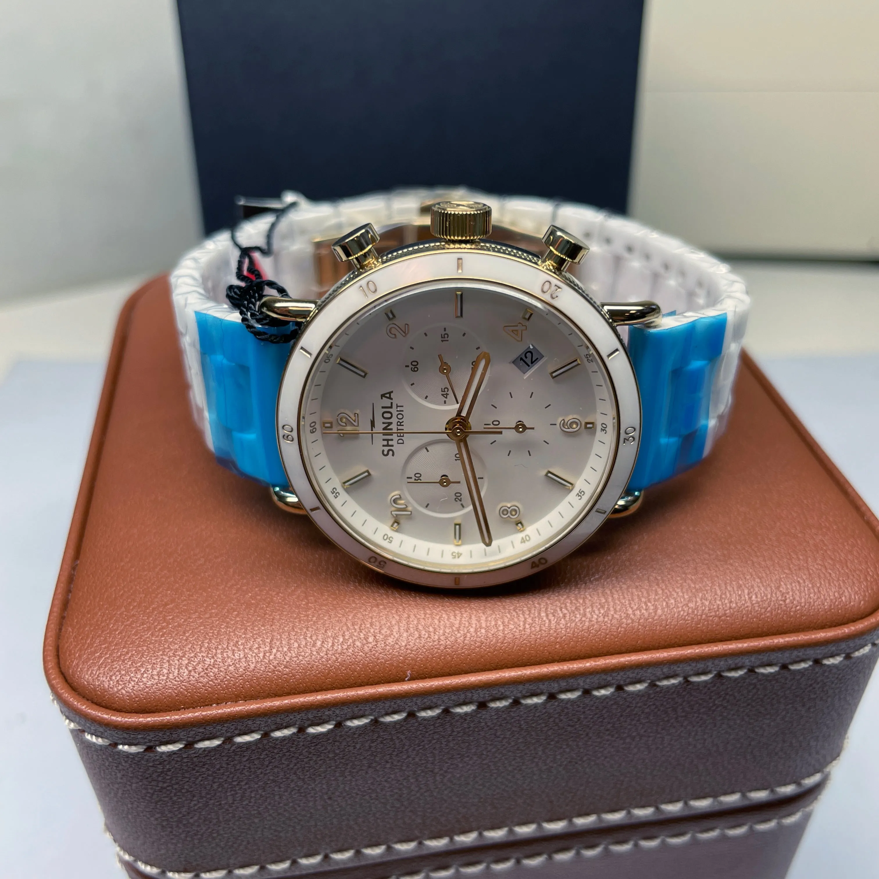 Shinola 40MM Canfield Sports Chronograph White Gold Ceramic Watch 20183152
