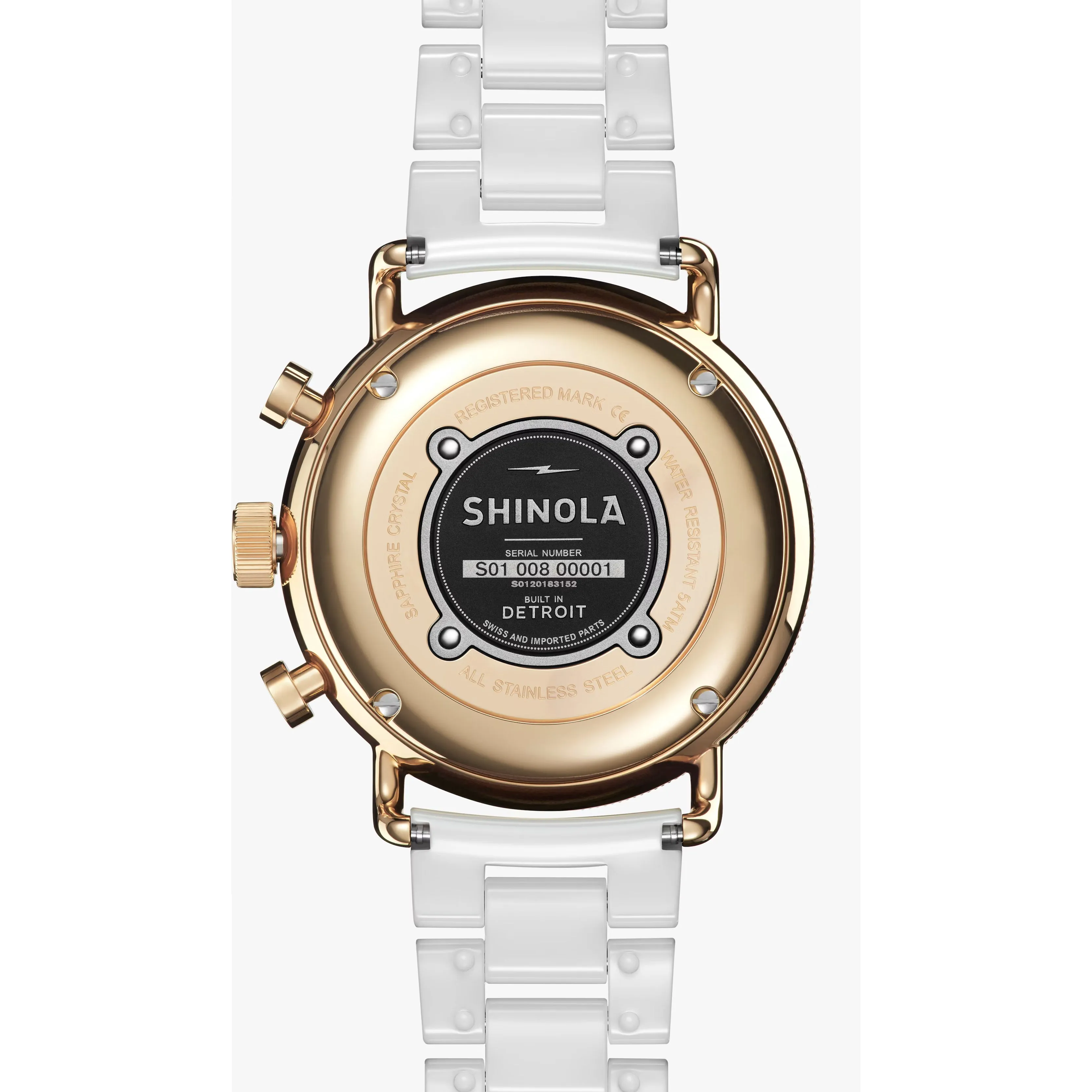 Shinola 40MM Canfield Sports Chronograph White Gold Ceramic Watch 20183152