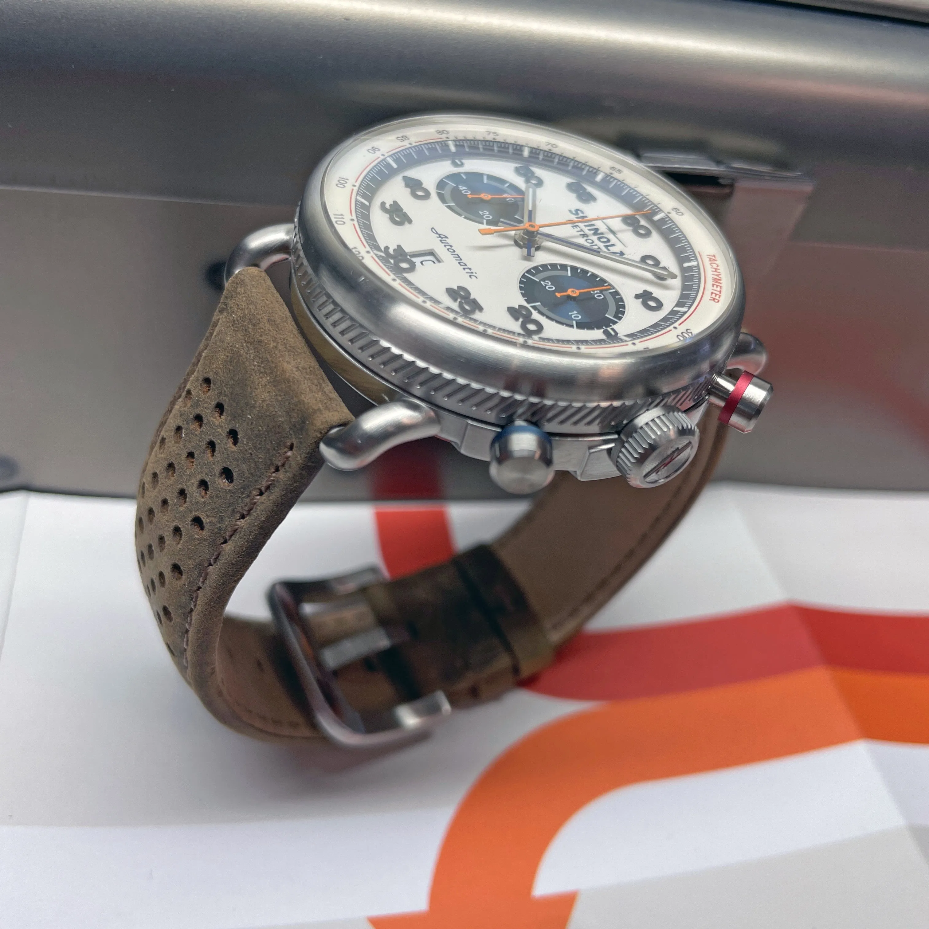 Shinola 44MM Limited Edition Canfield Speedway Brown Leather Watch S0120250982 Lap 05